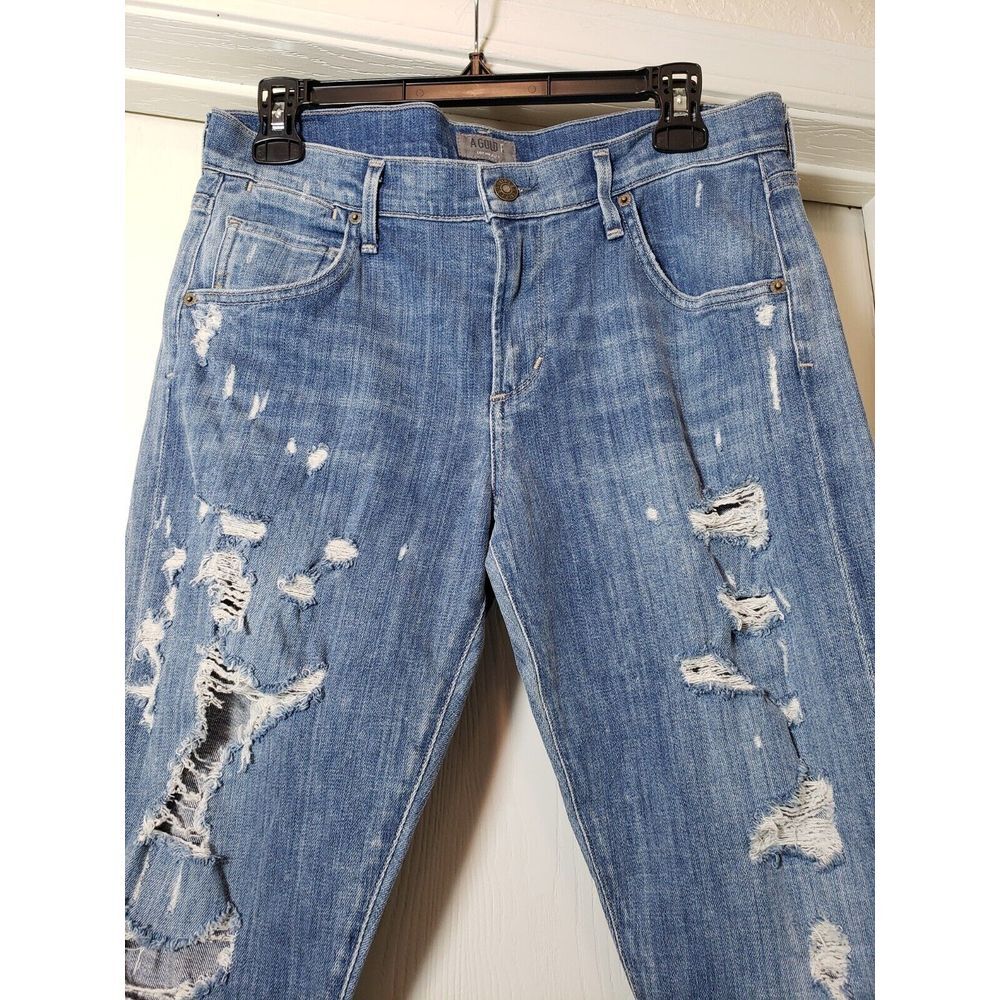 Women's Agolde Isabel‎ Cropped Boyfriend Jeans Size 27 Destroyed 26"L